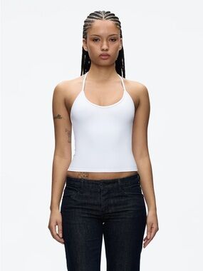 tank air half moon halter in white